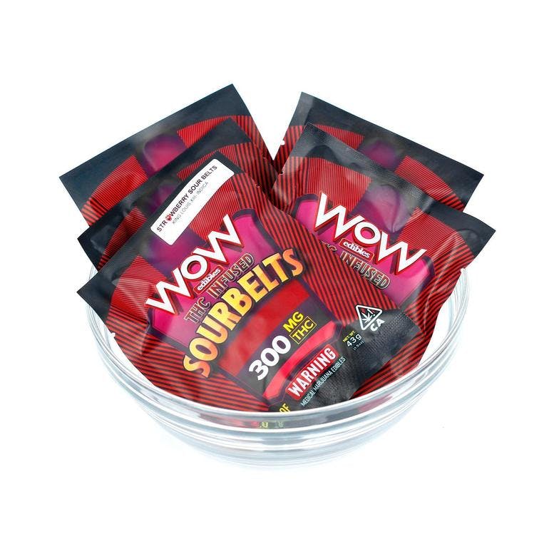 WOW Edibles THC Infused Sour Belts (300mg 5 options) Bud Man Orange