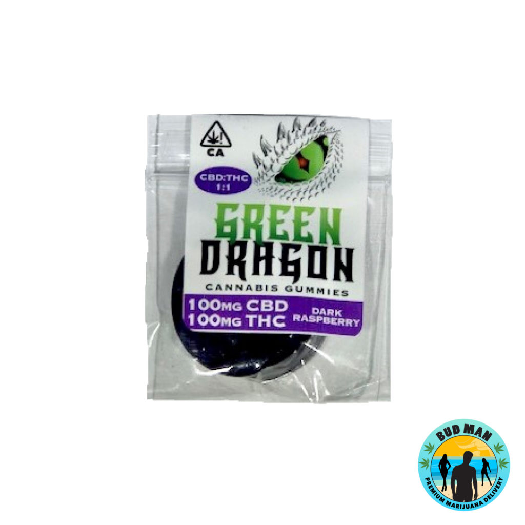 Green Dragon Dark Raspberry Cannabis Gummies (100mg CBD 100mg THC