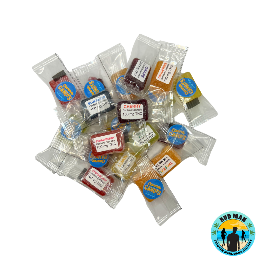 Canna Candys Live Resin Gummy (100mg THC 11 options) Bud Man Orange